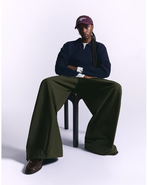 Pantaloni Tecnici A Palloncino Stile Paracadutista Verdi di Bershka in Blue