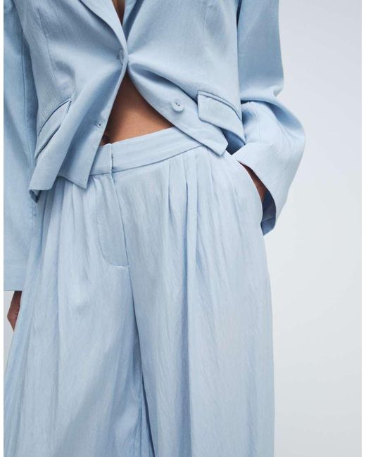 ASOS Blue Tailored Cuff Hem Balloon Trousers