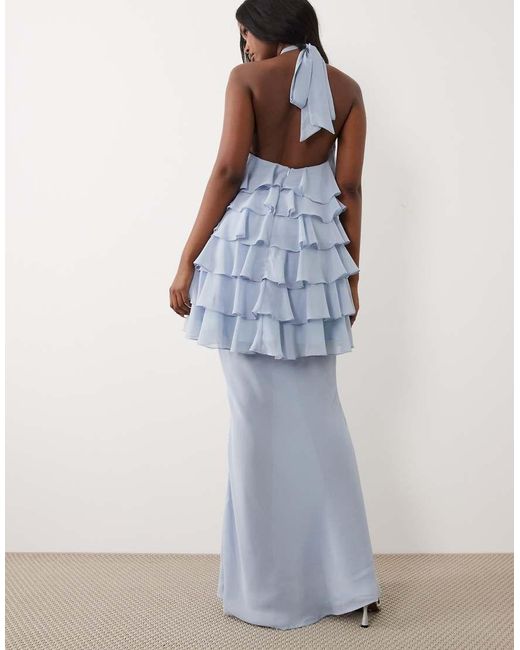 Wanderdoll Blue Primrose Chiffon Sheer Drape Maxi Skirt