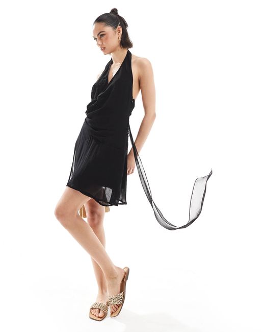 Stradivarius Black – neckholder-minikleid