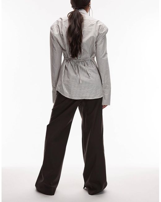 & Other Stories White Slim Leg Trousers With Elastic Back Waist