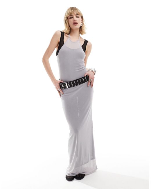 Collusion White Double Layer Maxi Dress With Halter Detail