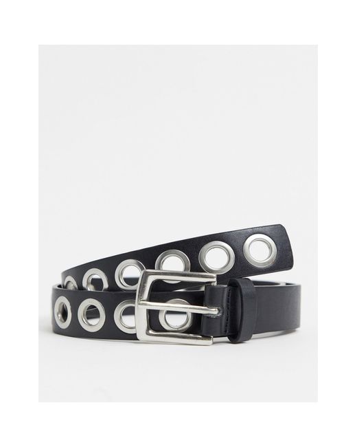 Bershka Belt With Silver Eyelets in Black | Lyst UK