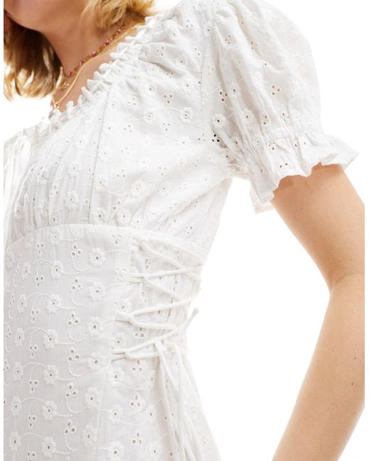 Reclaimed (vintage) White Broderie Western Milkmaid Dress