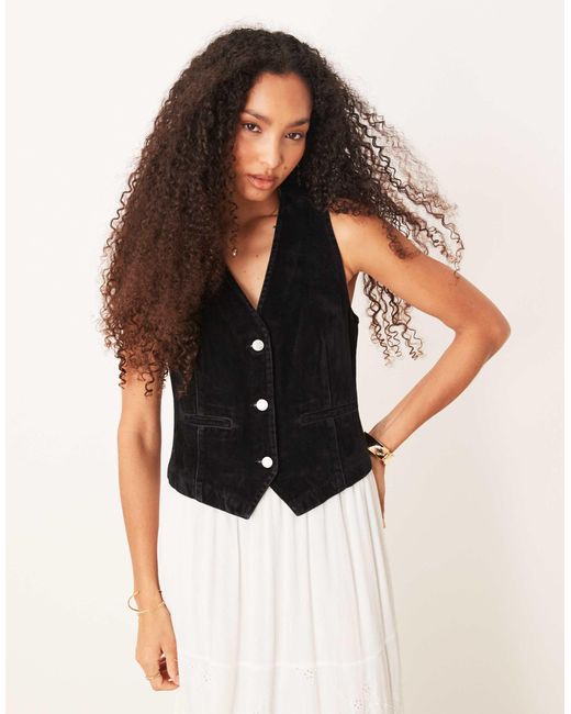 ASOS Black – beflockte jeansweste