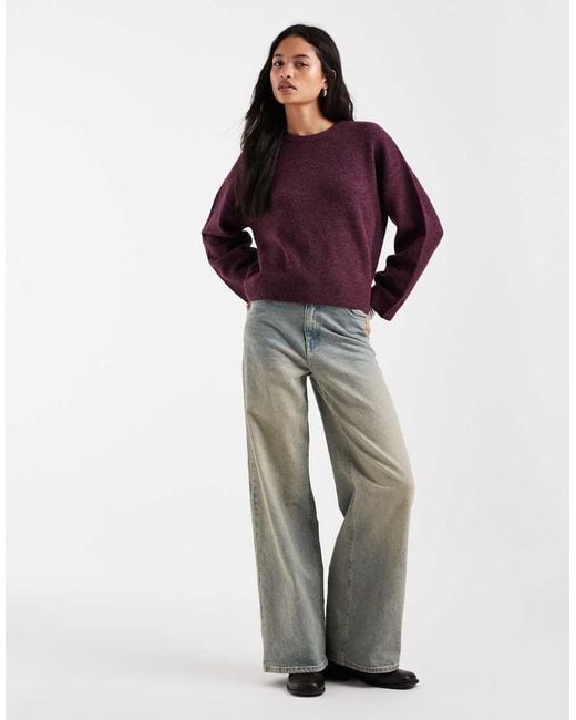 ONLY Purple Relaxed Knitted Jumper