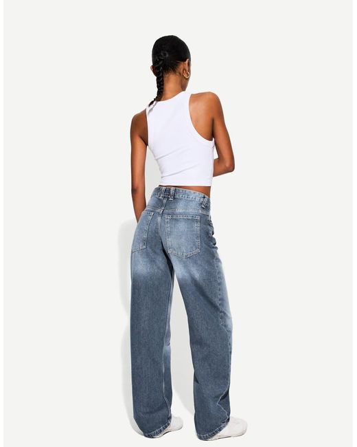 Bershka Blue Barrel Jeans