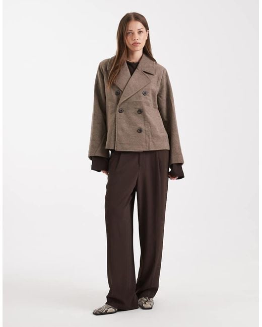 Object Brown Premium Wool Mix Tailored Short Jacket