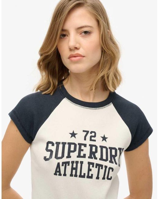 Superdry Blue Athletic Essentials Raglan Cap Sleeve T-Shirt