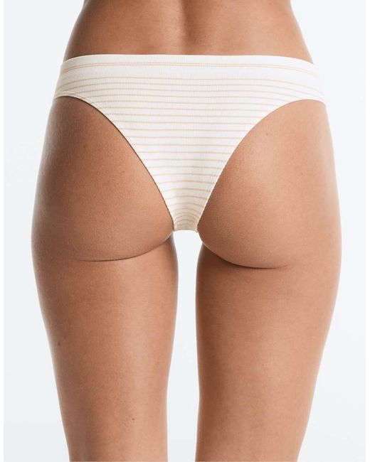 Oysho White 3 Seamless Ribbed Polyamide Blend Brazilian Briefs