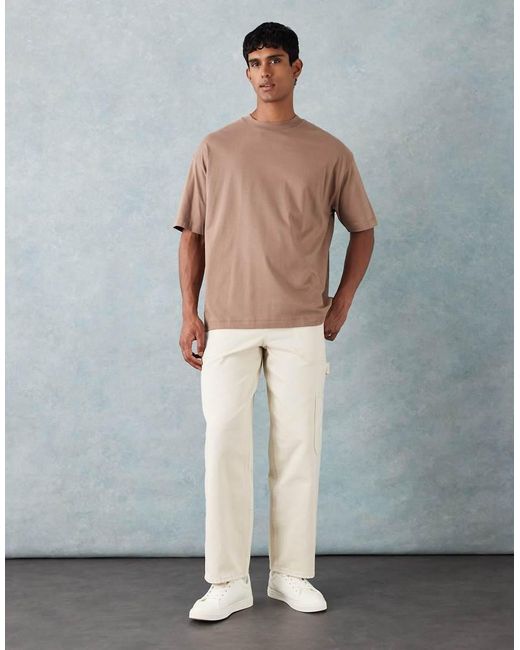 ASOS Basic Oversized T-Shirt in het Natural voor heren