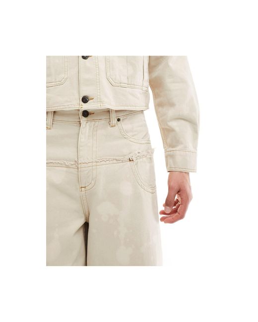 Jeans larghi écru candeggiato con doppia fascia di ASOS in White da Uomo