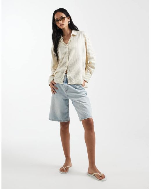 Cotton On Yellow Haven Oversized Dad Shirt Linen Blend