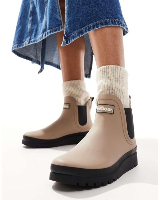 Barbour Blue Clifton Wedge Chelsea Welly