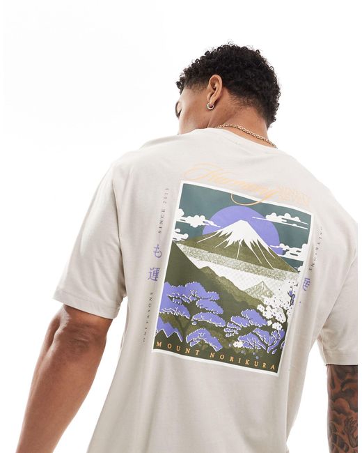 Only & Sons White Oversized T-shirt With Harmony Back Print for men