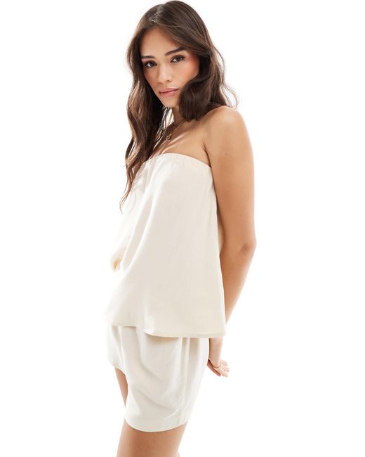 ASOS White – trägerloses, trapezförmiges oberteil aus leinenmix
