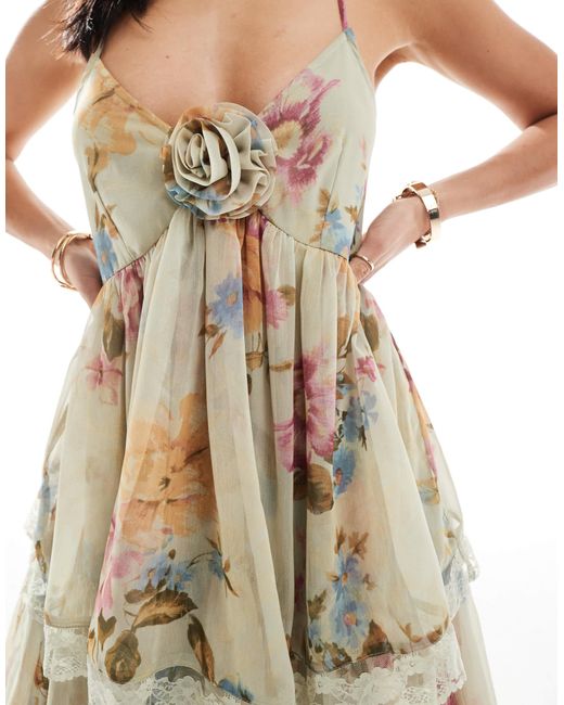 Miss Selfridge Metallic – race day – gestuftes chiffon-maxikleid