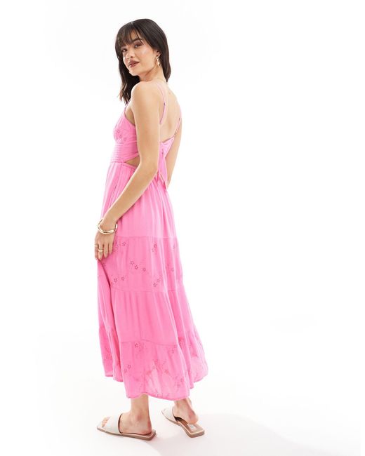 Hollister Pink Twist Bust Tiered Midi Dress