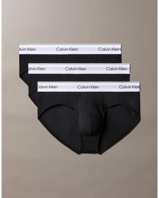Calvin Klein Black Icon Cotton Stretch 3 Pack Hip Briefs for men