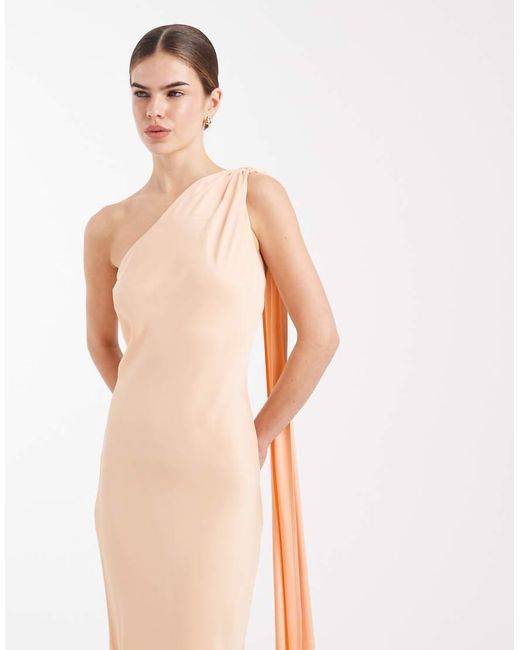 Maids To Measure White Bridesmaid One Shoulder Scarf Maxi Dress