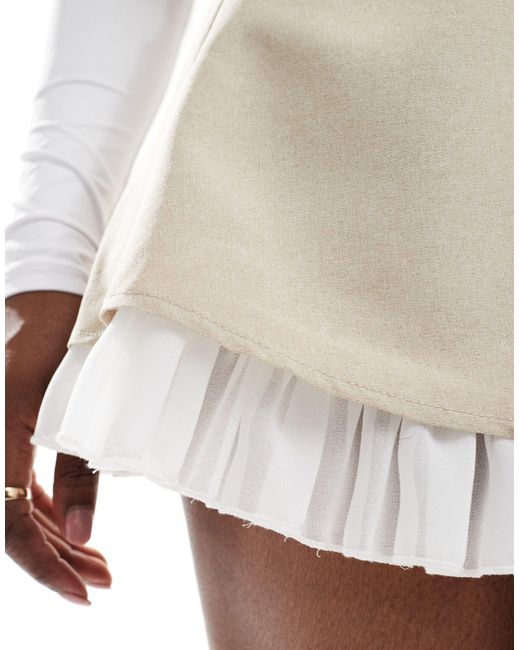 Miss Selfridge Natural Tailored Double Layer Ruched Mini Skirt