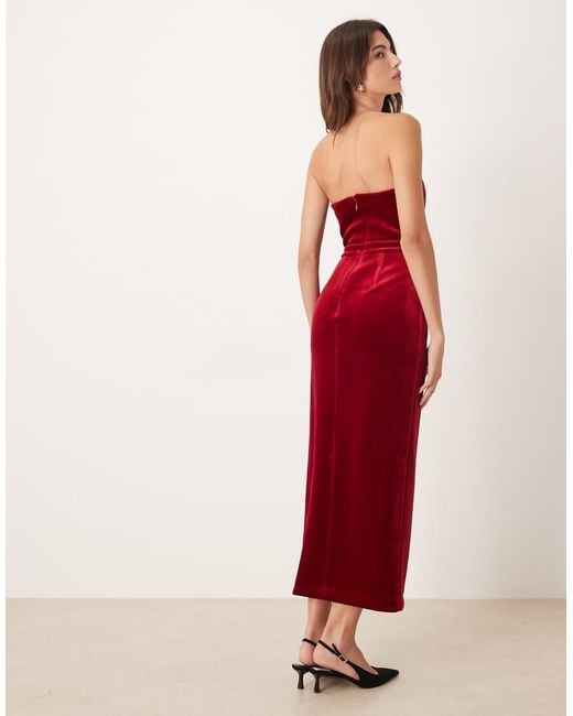 Nobody's Child Velvet Plunge Structured Tube Midi Dress