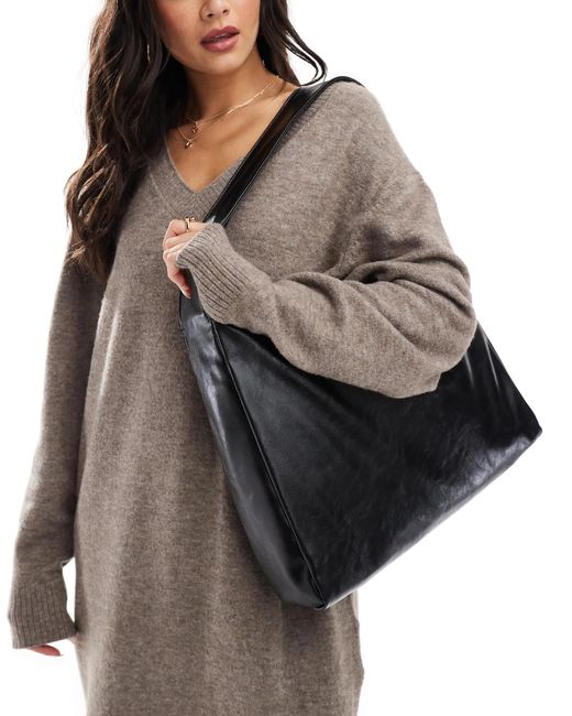Pull&Bear Gray Medium Faux Leather Shopper