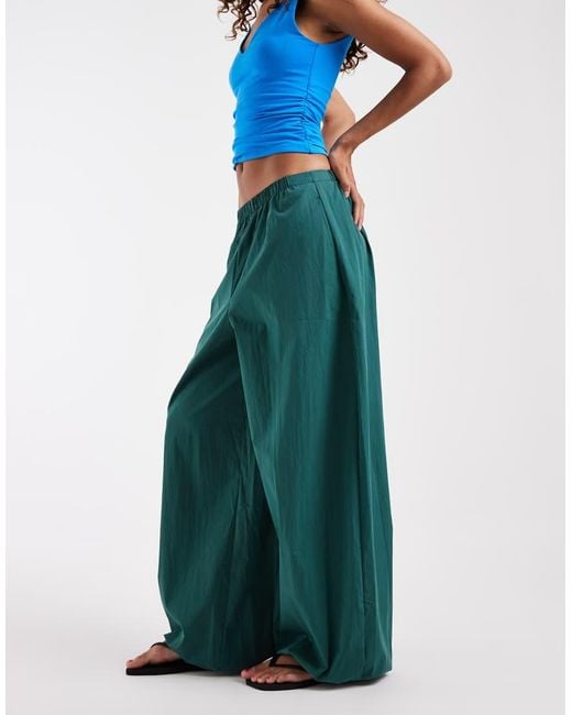ASOS Blue Asos Design Tall Cotton Nylon Blend Pull On Balloon Trousers
