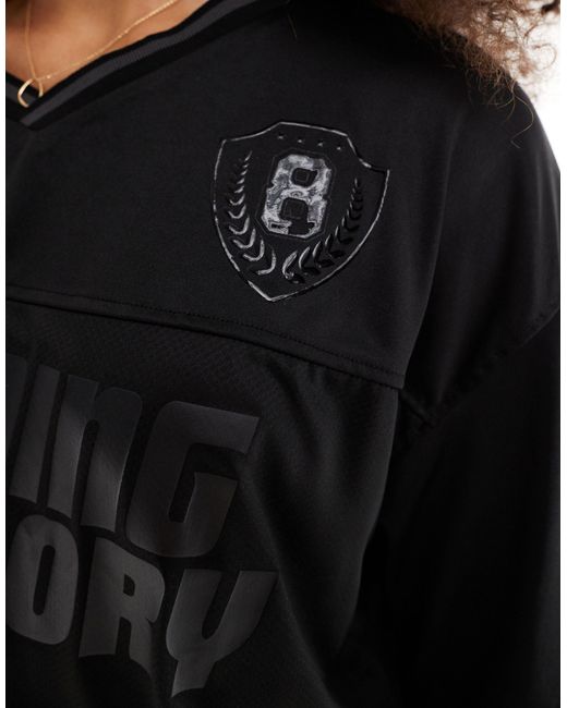 Bershka Black V-neck Oversized Soccer Shirt