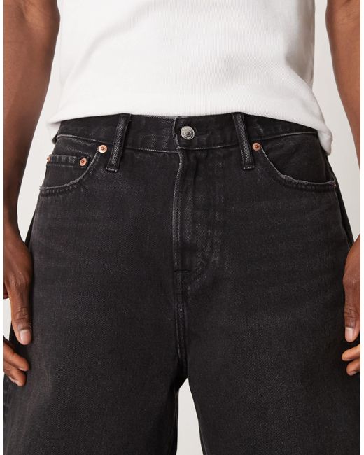 Abercrombie & Fitch – locker geschnittene jeansshorts in Black für Herren