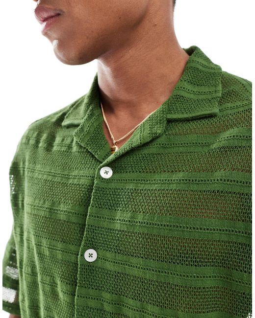 ASOS Green Oversized Revere Shirt for men