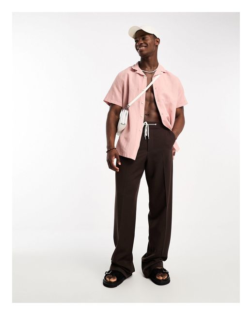 ASOS Ruimvallend Linnen Overhemd Met Reverskraag in het Pink voor heren