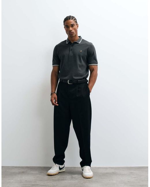 Farah Gray Bowes Short Sleeve Tipped Logo Polo for men