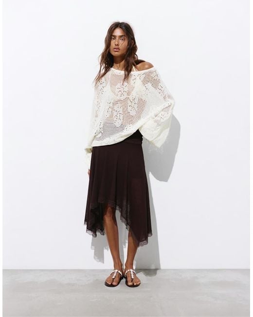 Pull&Bear White Cutwork Knit Jumper