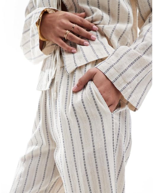 Pieces White Linen Touch High Waist Wide Leg Trouser Co-ord