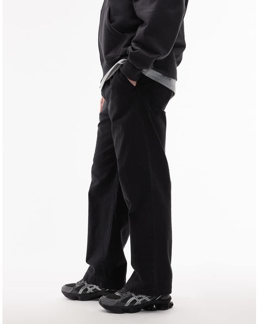 DOUBLE A by WOOD WOOD Black Lax Straight Leg Trousers for men