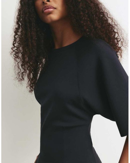 Pull&Bear Black Short Sleeve Sweatshirt