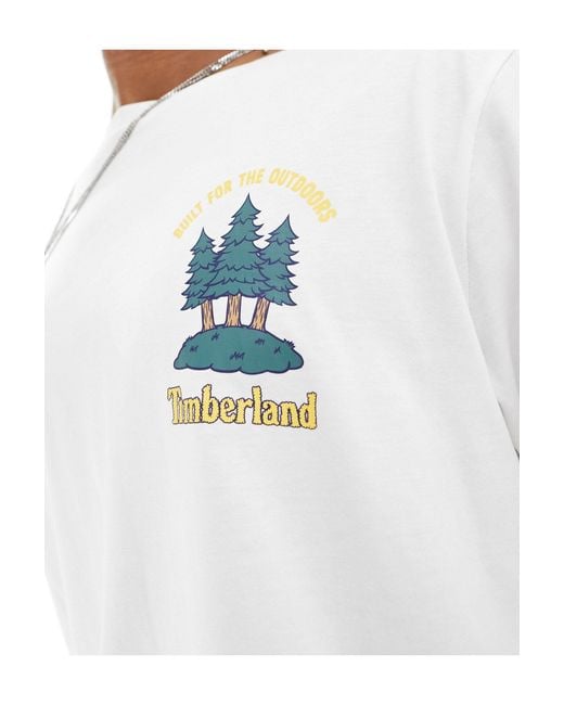 Camiseta blanca extragrande con estampado Timberland de hombre de color White
