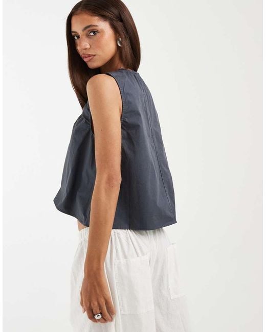 BRONZE SNAKE Blue Kyla Scoop Neck Smock Top