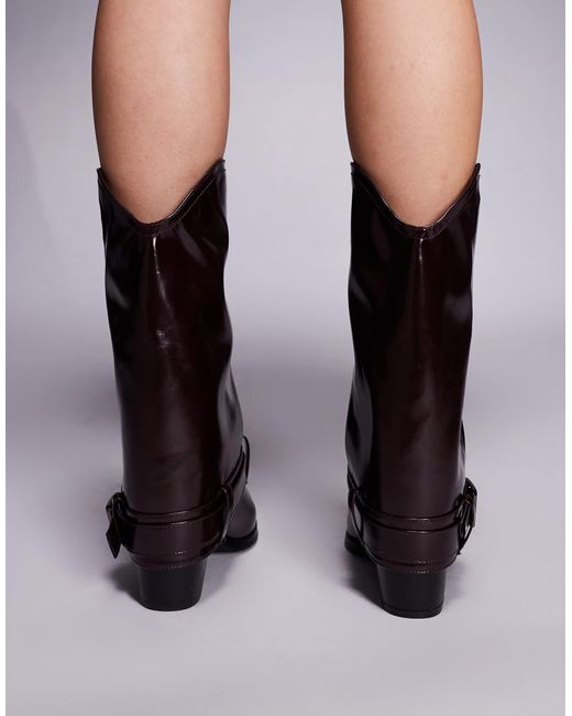 Public Desire Red – diego – foldover-stiefeletten