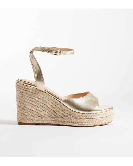 SEQWL Wide Fit White Espadrille Wedges