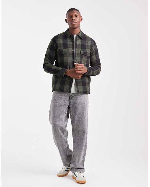 Only & Sons Black Quilted Check Jacket for men