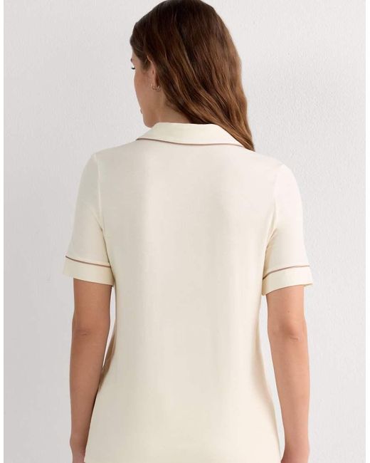 Intimissimi Natural Short-Sleeved Button-Down Modal Top