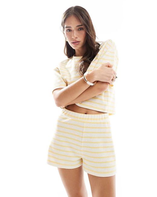 Miss Selfridge White Ribbed Stripe Short Co Ord
