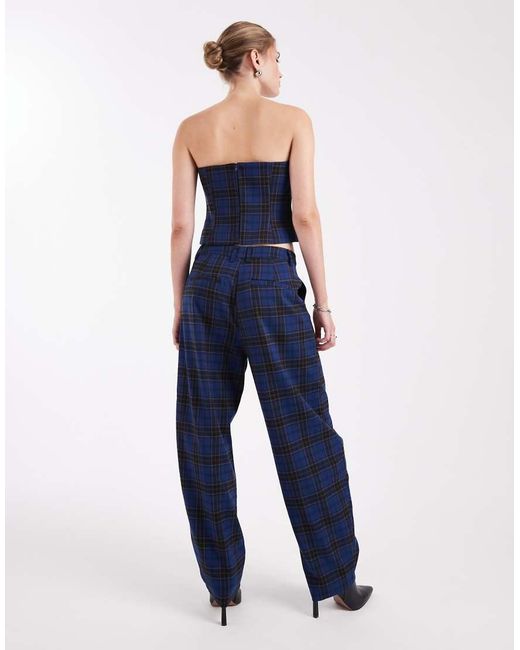 ASOS Blue Tailored Barrel Leg Pants