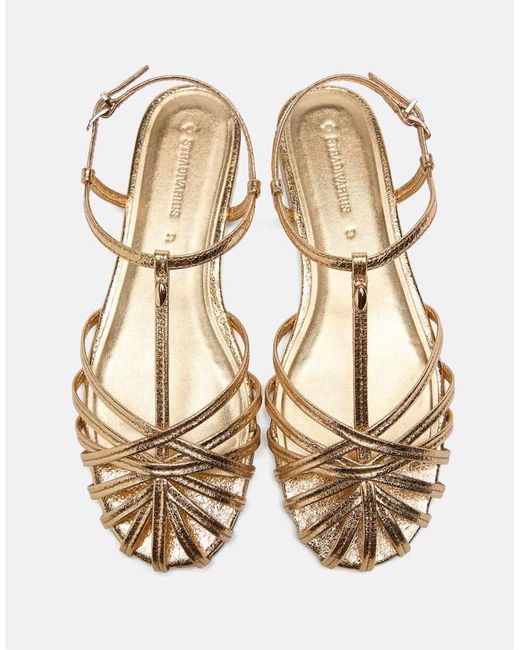 Stradivarius Natural Thin Sole Cage Sandals