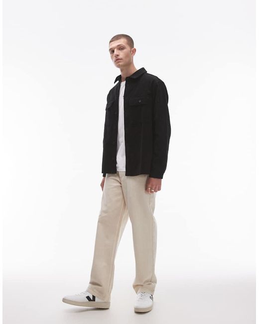 Camicia A Maniche Lunghe di Topman in Black da Uomo
