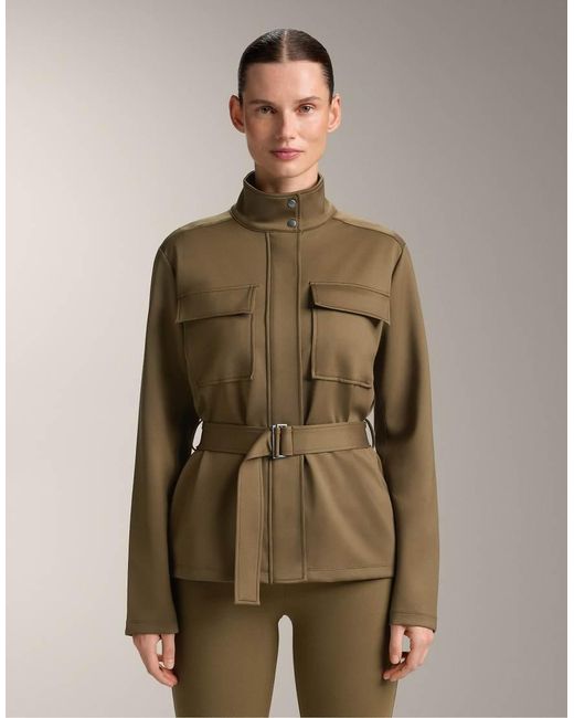 Oysho Green Neoprene-effect Jacket With Belt