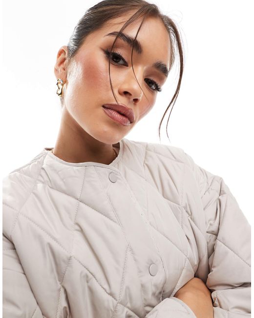 Pieces White Quilted Lightweight Jacket