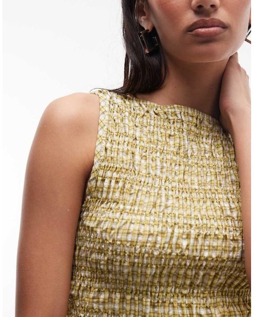 Daisy Street Yellow Shirred Sleeveless Top